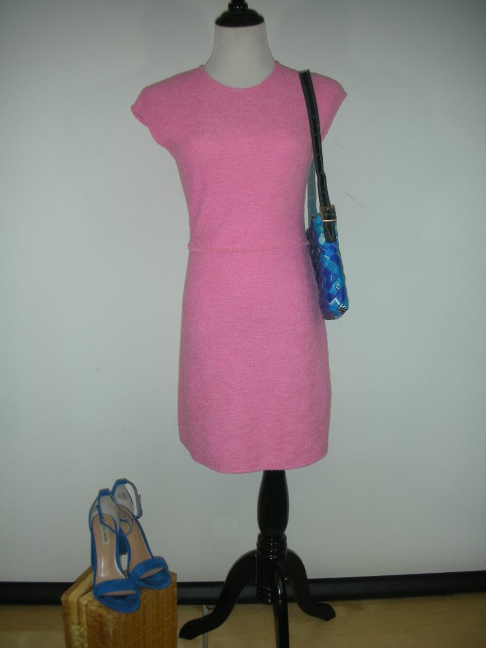 Zara Pink Bouclé Mini Dress NWT Barbiecore Mod Shift Size S